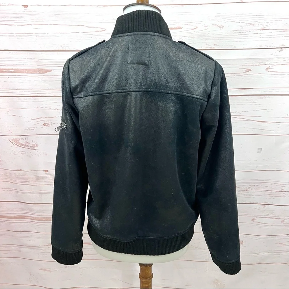 Chaser Plush Shearling Sherpa Lined Faux Leather Cozy Bomber Jacket